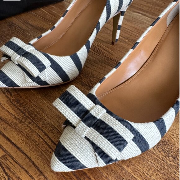 J. Crew Isabelle Printed Bow Pumps, Black and White, Size 6.5 - Picture 5 of 7